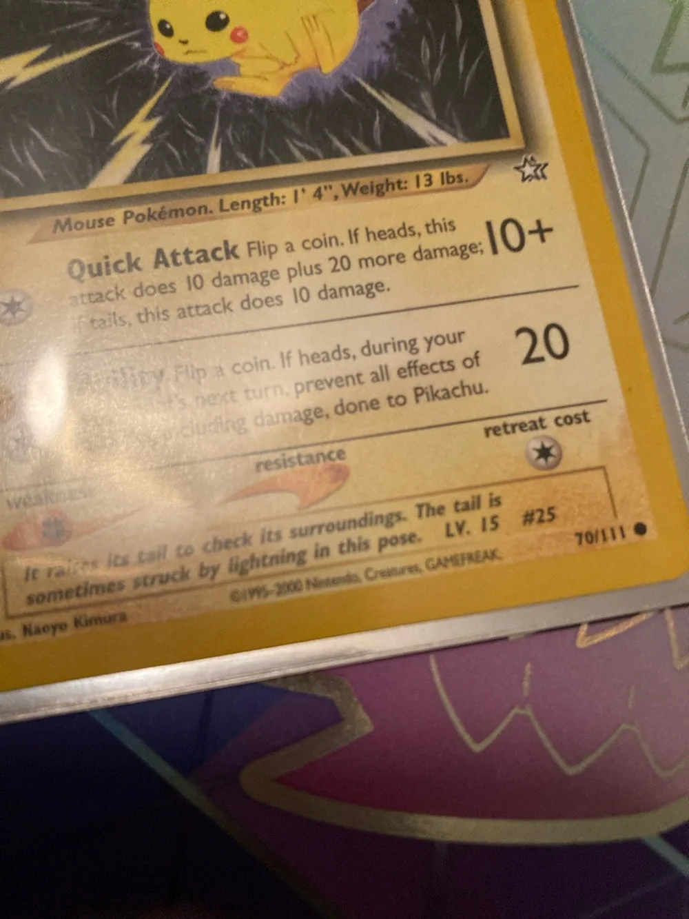 1995-2000 Pokemon Pikachu Bright Yellow Trading Card